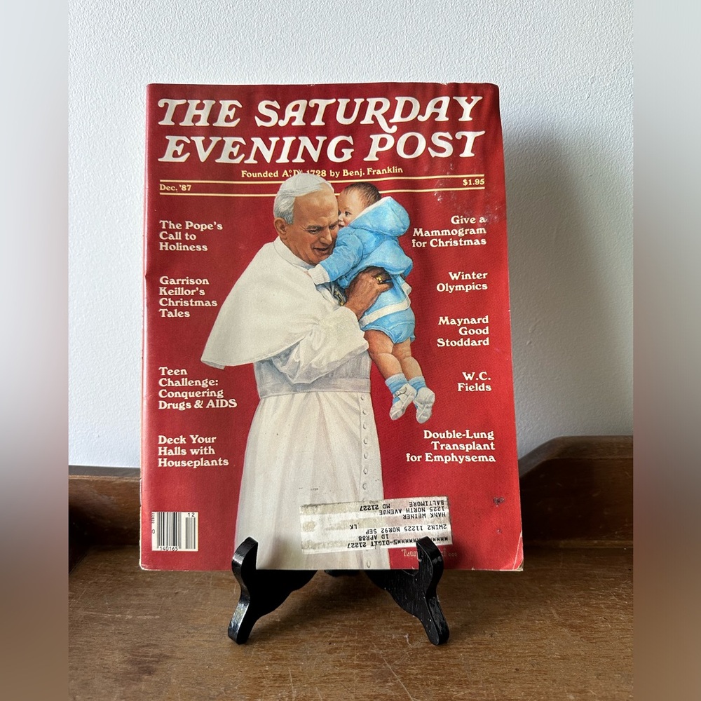 The Saturday Evening Post Magazine Dec 1987 Pope Paul Cover No Label Newsstand